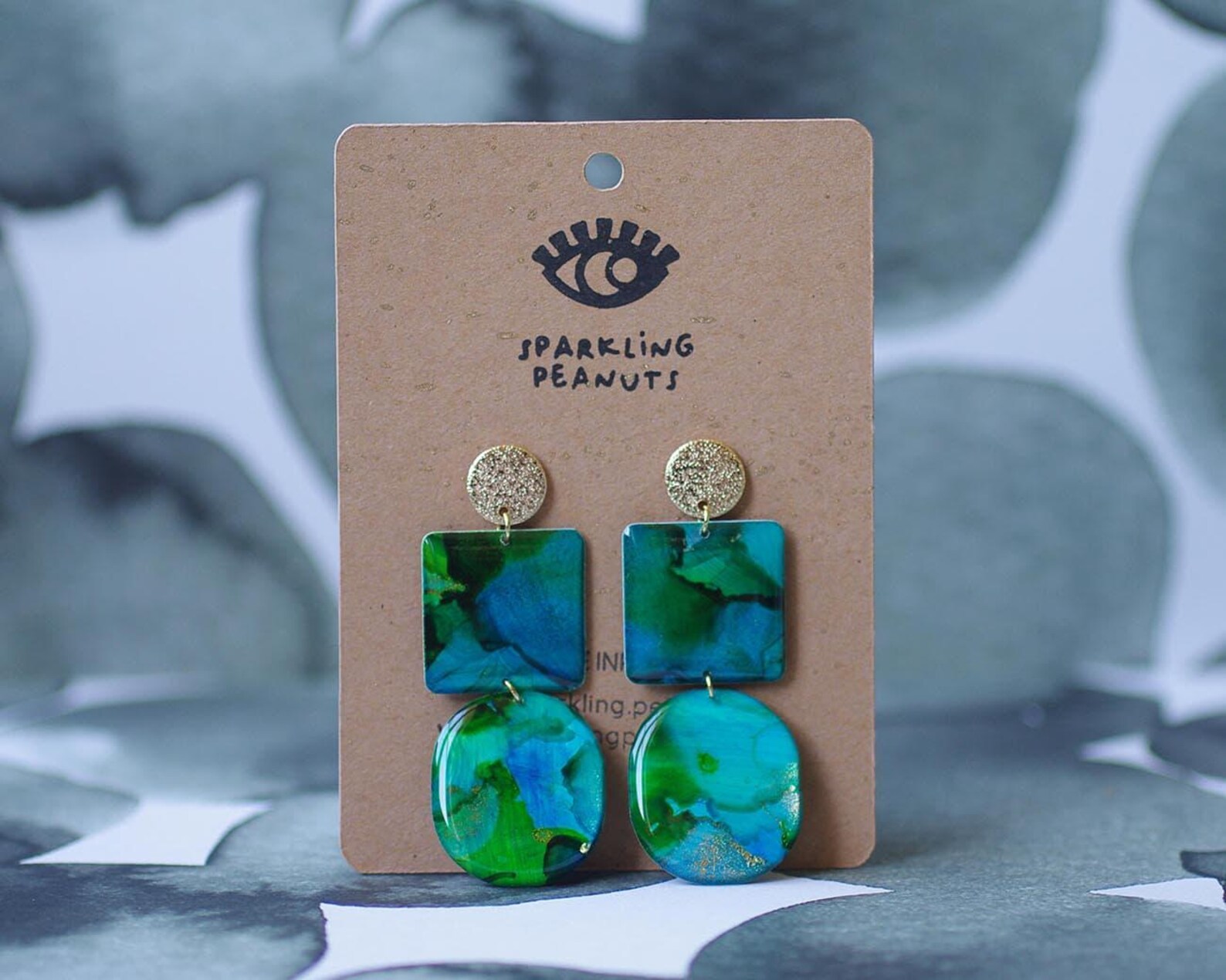 Boucles d’oreilles doubles bleu canard & turquoise