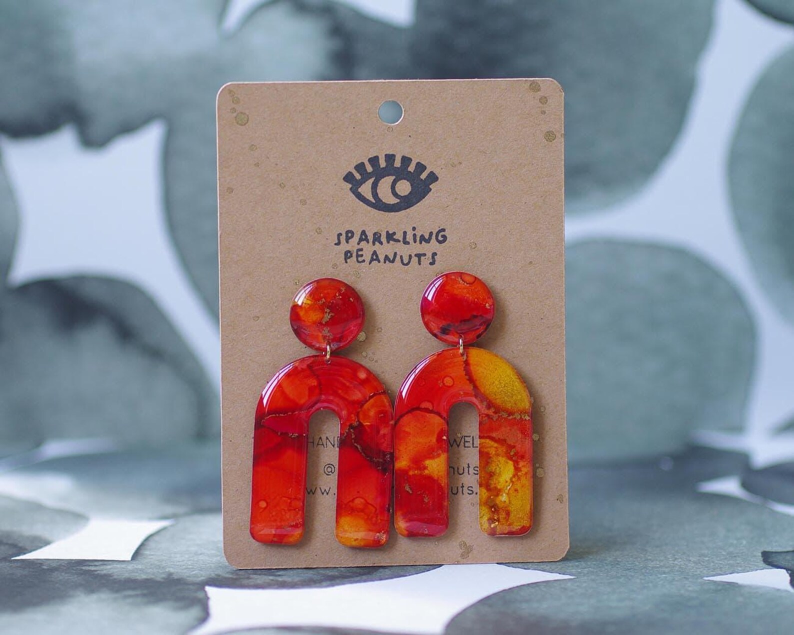 Boucles d’oreilles arches rouge & orange