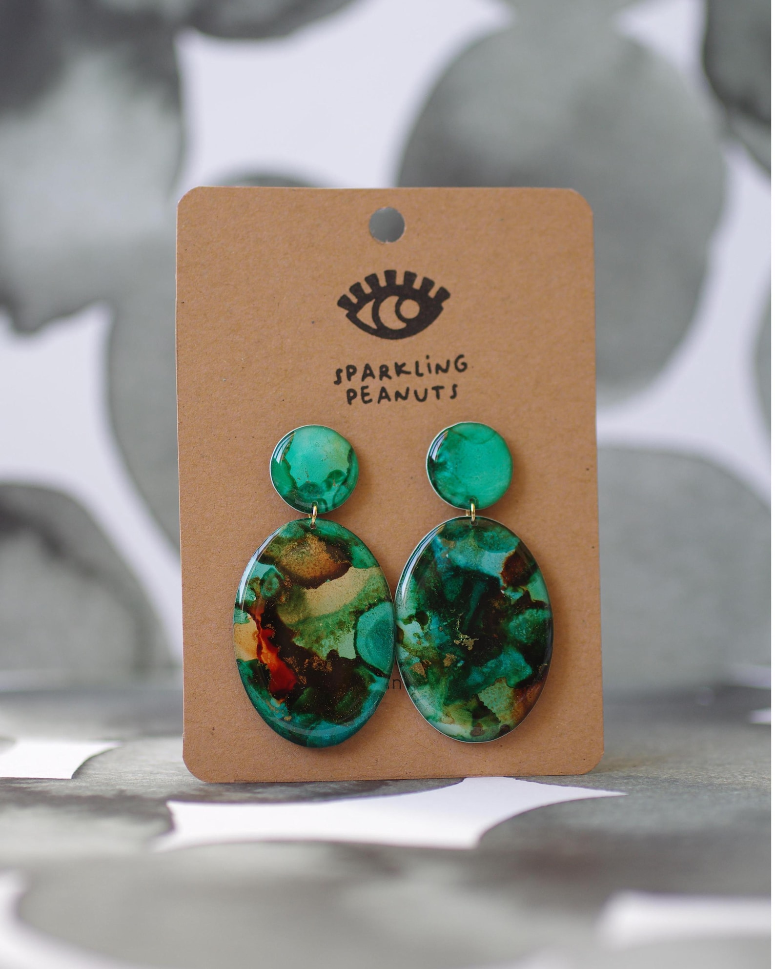 Boucles d’oreilles ovales turquoise & orange