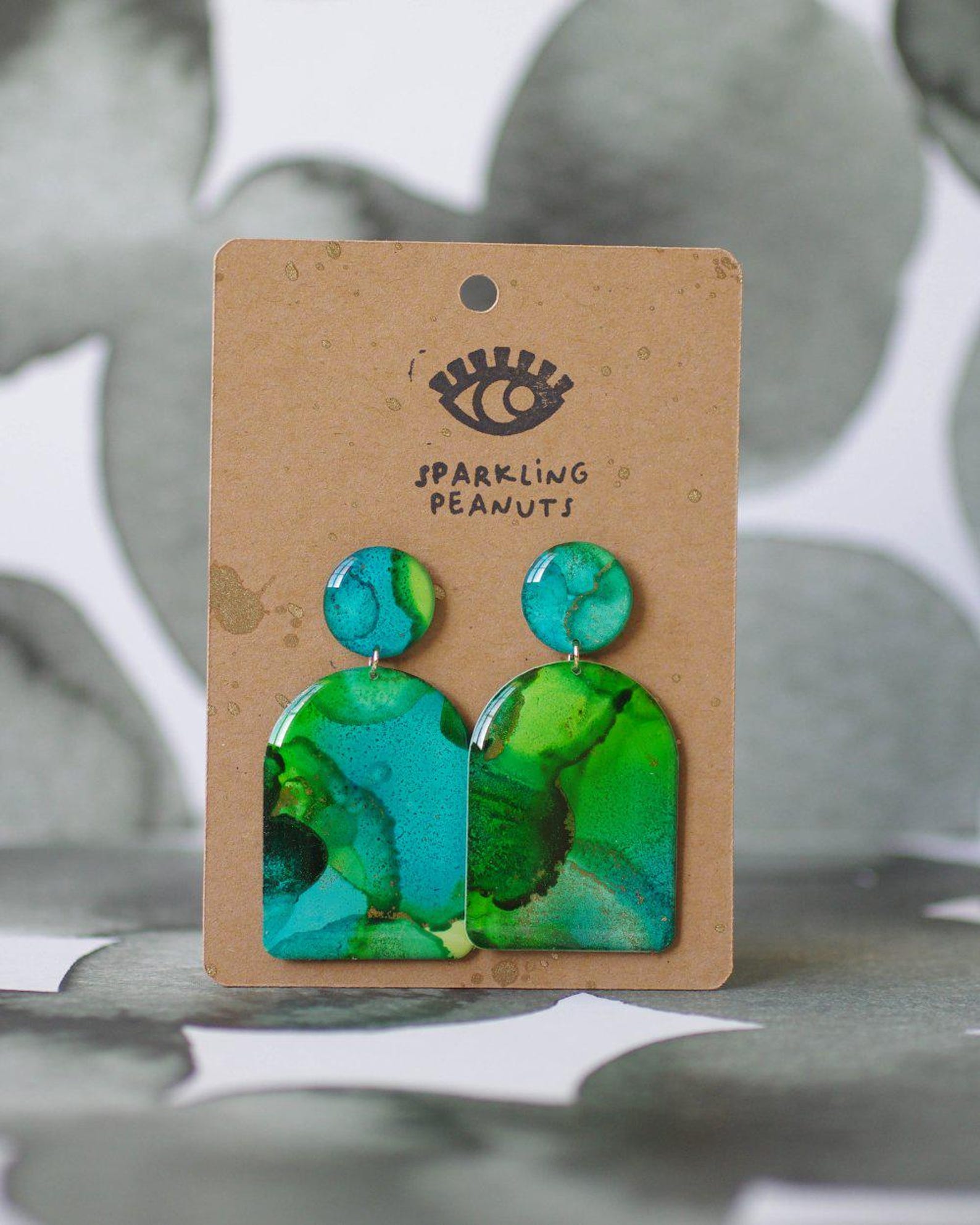 Boucles d’oreilles portes turquoise & vert