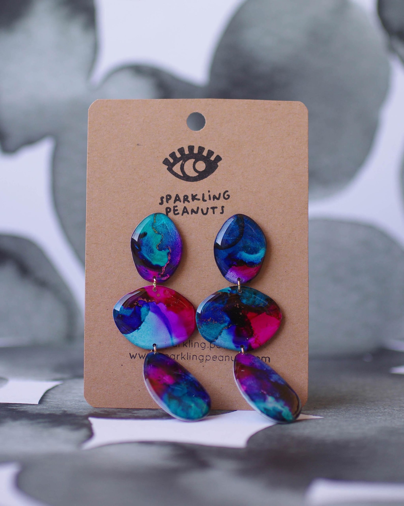 Boucles d’oreilles galets violet & bleu