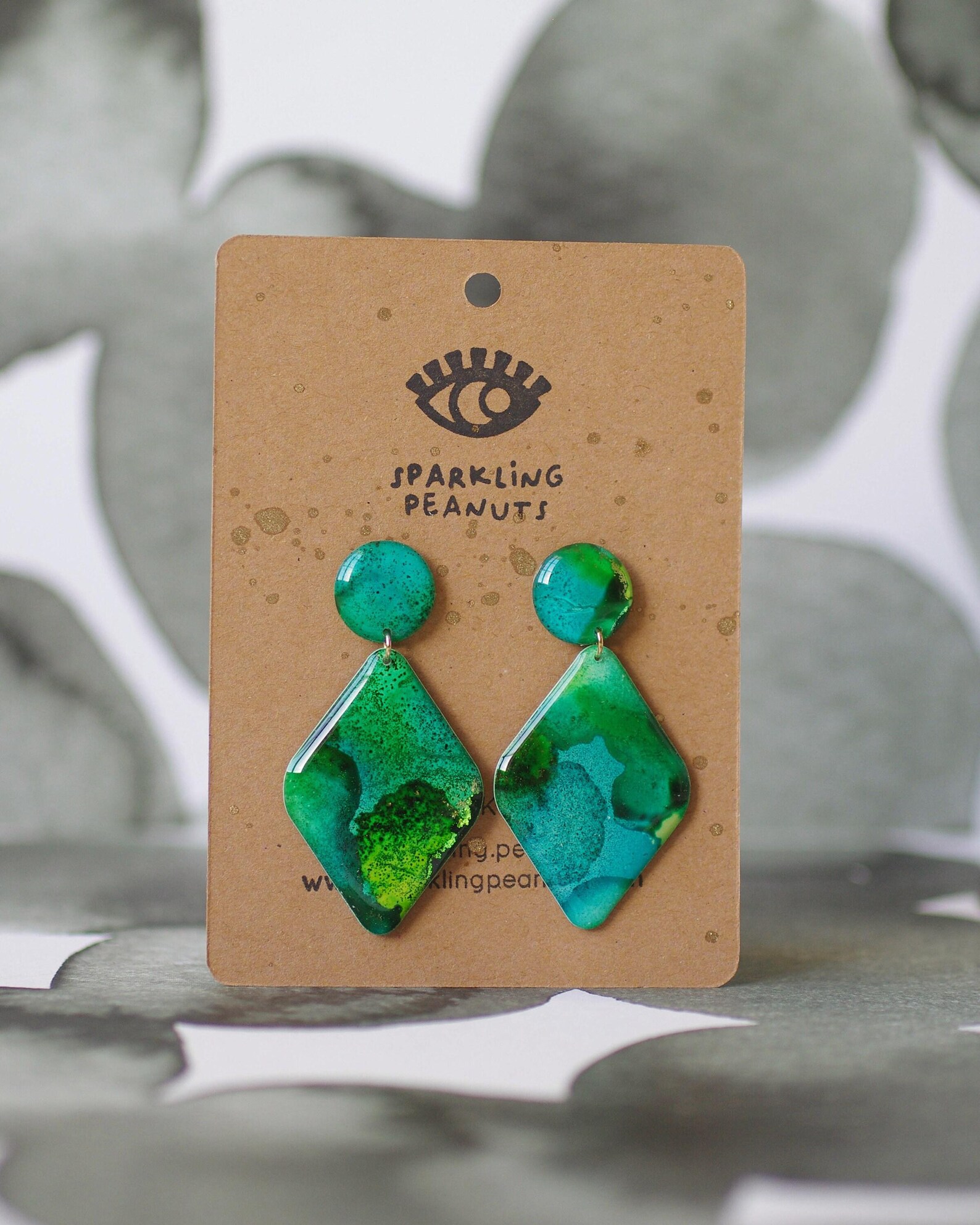 Boucles d’oreilles losanges vert & turquoise