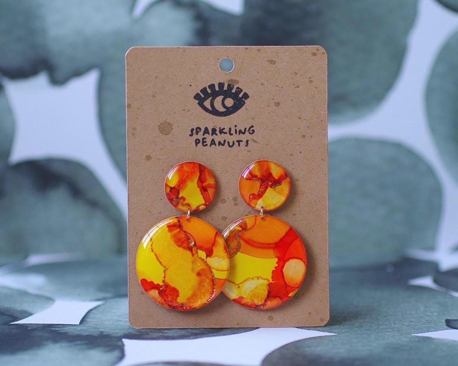 Boucles d’oreilles rondes orange & jaune