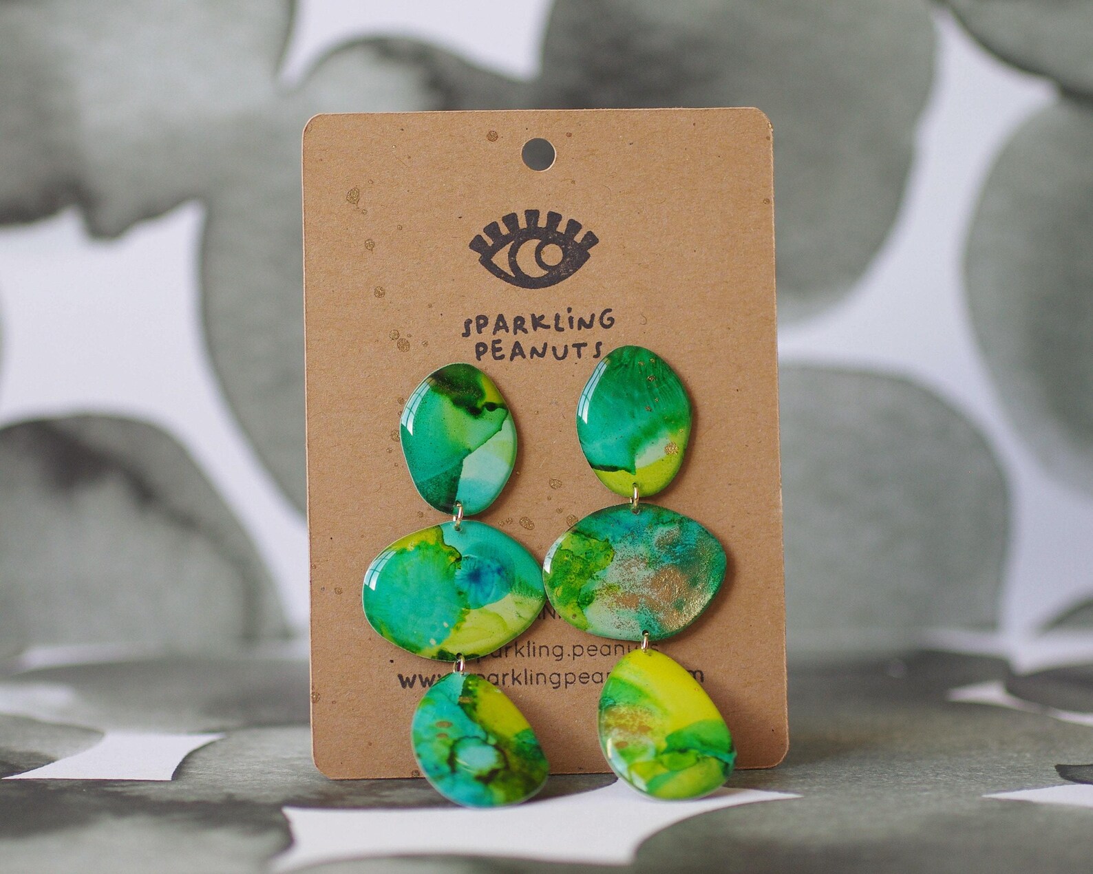 Boucles d’oreilles galets turquoise & vert anis